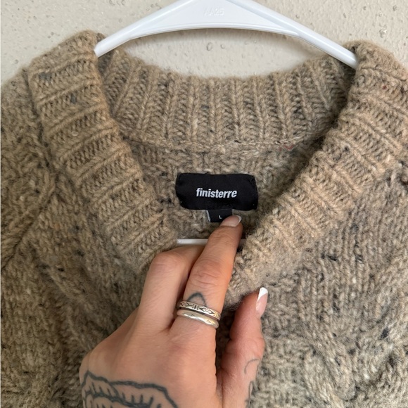 Men's Finisterre Westray Heavy Wool Cable Knit Sweater - Picture 3 of 5